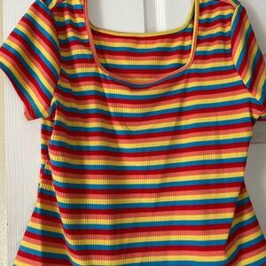 SHEIN Multicolor Striped Short Sleeve Top